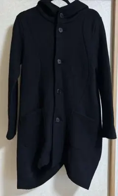 ゴム　gomme ウェイブ　コート　裏毛✖️ウール　黒　M レディース