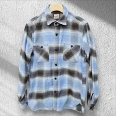 ​【極厚】HOUSTON ネルシャツ ビエラシャツ L ブルー×ブラウン 好配色