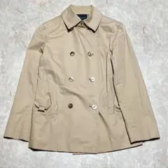 ランバンコレクション ダブルブレストスプリングコート 36 ベージュ 日本製 綿