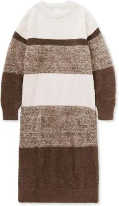 ジェラートピケ　ルームウェア　ケーキボーダー　ワンピース　モコモコ　フリーサイズ