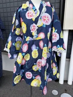 花柄浴衣ドレス レースが可愛い