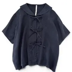 fig London リネン セーラーカラー 半袖ブラウス アンビデックスのサムネイル