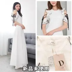 ダーリッチ darich フリルリボンニットロングワンピース IVO FREE
