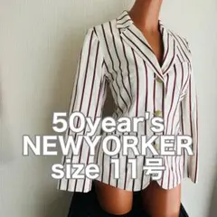 50year's NEWYORKER 高級薄手サマージャケット春夏秋　ストライプのサムネイル