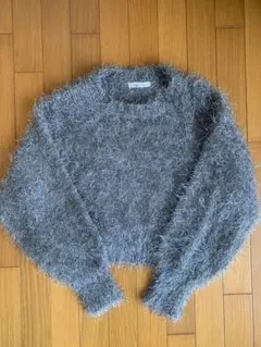 シャギーニット/グレー/ショート丈【未使用】