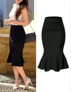 SHEIN マーメイドスカート 膝丈 Mサイズ 黒