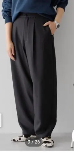 アメリカンホリック　ウールライクカーブスラックスパンツ　黒