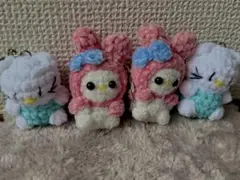 編みぐるみぐるみキーホルダー うさぎデザイン5セット