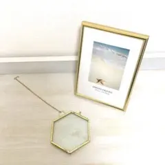 真鍮風ゴールド⭐︎フォトフレーム＆六角形インテリアフレーム2個セット