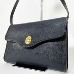 DIOR ショルダーバッグ オーバル CDロゴ レザー ゴールド金具 ブラック