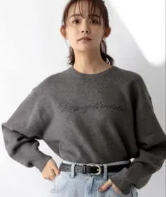 グローバルワーク メルティロゴプルオーバー チャコール M