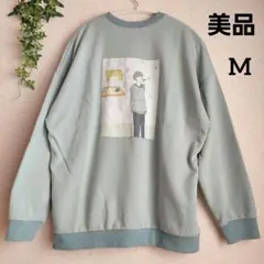 レディース　トレーナー　バックプリント　M　キッズ　グリーン　ミント　スウェット