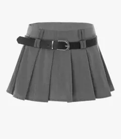 レディース ミニスコート フレア ハイウェスト プリーツ Aライン ベルト付き