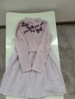 any FAM 薄紫 リボン装飾 ワンピース 120