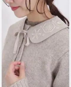 Samansa Mos2刺繍付きグレーのニットカーディガンのサムネイル