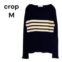 セポ　レディース　セーター　ニット　M　ネイビー　ストライプ　丸首　444
