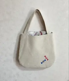 【ハンドメイド】キャンディ刺繍付きベージュトートバッグ