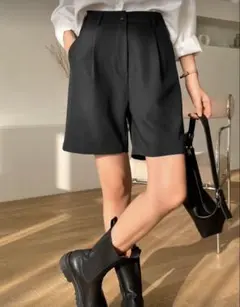 DAZY ハイウェスト ディティール ワイドレッグショートパンツ 美品