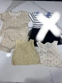 半袖 ロンパース カバーオール パジャマ 肌着 チェック ボーダー 花柄