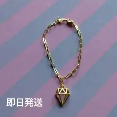 ダイヤモンド型チャーム ゴールドブレスレット