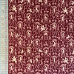 赤い花と動物のプリント生地 綿　ジョリーフルール