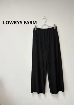 LOWRYS FARMプリーツパンツ 黒 F ストレート ウエストゴム 楽ちん