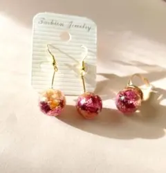 値下げしました☆ハンドメイドレジン、フラワーピアス&リング☆