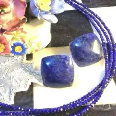 ソーダライト 天然石 スクウェアイアリング ヴィンテージ