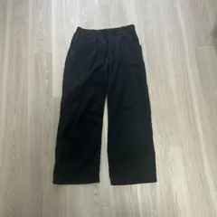 黒 ワイドパンツ ゴム入り ドローストリング付き