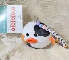 mojojojo ビーズチェーン付き　フェイスマスコット2　ヒヨコ　うし柄