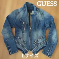 【GUESS】 レアデザイン デニムジップジャケット( Lサイズ)