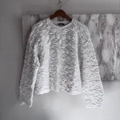 【ZARA】立体リップル加工 ゆったりホワイトトップス ・長袖カットソー