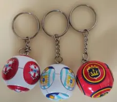 サッカーボール型 キーホルダー 3個セット