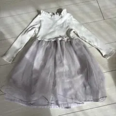 petit main ワンピース 100cm ホワイト・パープル