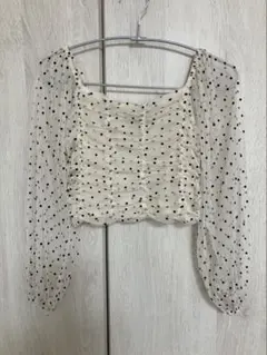 Bershka ドット柄パフスリーブブラウス XS