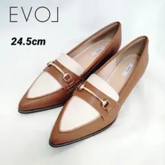 新品✨️【Evol】イーボル バイカラー ポインテッド ローファー 24.5cm