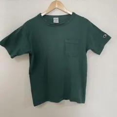 Champion USA製 T1011 ポケットTシャツ S 緑