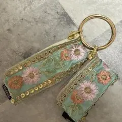 インド刺繍リボンポーチ