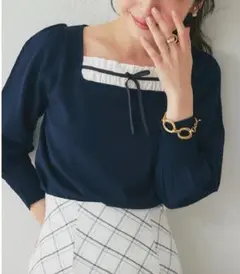 新品La boutique BonBonクールタッチUV布帛ドッキングニットのサムネイル
