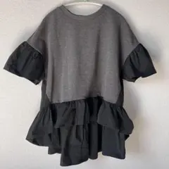 美品✨ yori ヨリ ヘムサテンギャザー ペプラム カットソー トップス