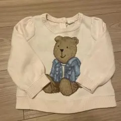 GAP クマ刺繍ピンクニットセーター　12~18months