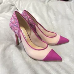 美品　ダイアナDIANAパンプス　花刺繍　ピンク　22.5cm