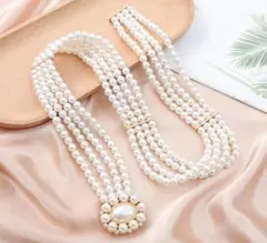 4連パール&ゴールド パールベルト ウエストベルト レディースベルト