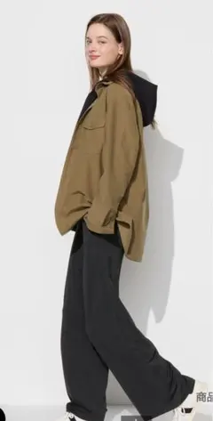 UNIQLO【新品】クレープジャージーストレートパンツ　丈長め　黒　L