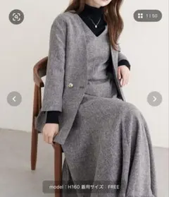 新品 ナチュラルクチュール ノーカラージャケット ネイビー