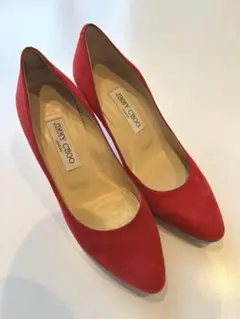 JIMMY CHOO レッド スエード ハイヒール　37サイズ