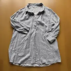 NATURAL BEAUTY BASIC ストライプ七分袖シャツ M