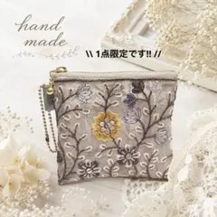 1点限定　大人可愛い　インド刺繍ポーチ　メッシュポーチ　ミニポーチ　ハンドメイド