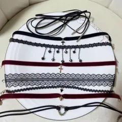 未使用 ゴスロリチョーカー ダークコア ネックレス 首飾り 十字架 ブラック