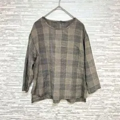 ジャンニ・ロ・ジュディチェ✨ 七分袖チェック柄ブラウス　トップス　カジュアル